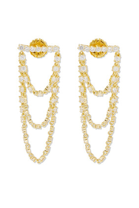 Chandelier Drop Earrings, Gold-Plated Brass